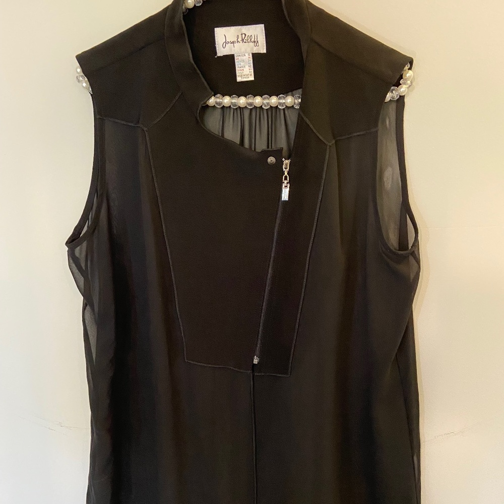 Joseph Ribkoff sheer Black Zipper front top